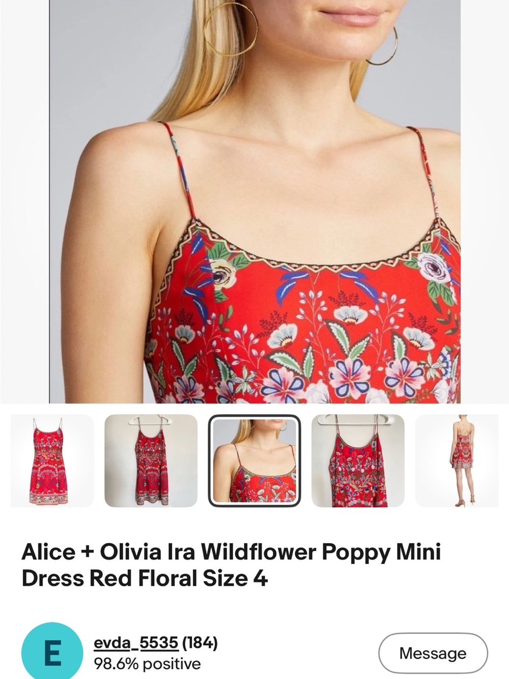 Women’s NWT Sz. 2 Alice + Olivia Ira Spaghetti Strap Flare Mini Dress - Picture 4 of 12